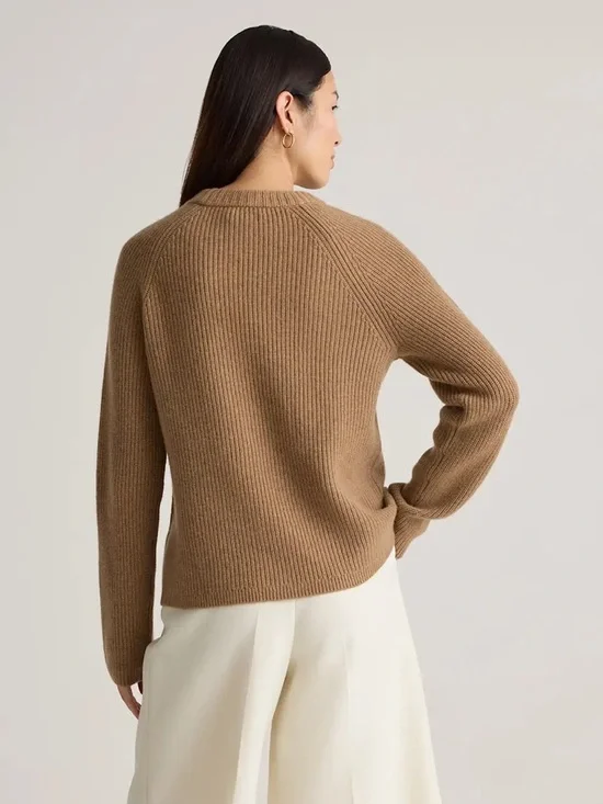 Quince Mongolian Cashmere Fisherman Crewneck Sweater Teak Medium - Picture 2 of 8